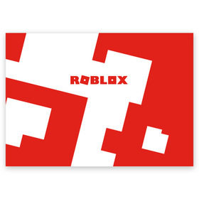 Поздравительная открытка с принтом ROBLOX Red в Кировске, 100% бумага | плотность бумаги 280 г/м2, матовая, на обратной стороне линовка и место для марки
 | Тематика изображения на принте: block | lego | logo | minecraft | online | oof | quest | roblocks | roblockx | roblox | studio | блок | блоки | голова | игра | игры | квест | лего | лицо | лого | логотип | майнкрафт | онлайн | роблокс | символ | студия