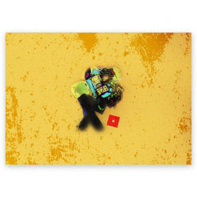 Поздравительная открытка с принтом ROBLOX Grunge ART в Кировске, 100% бумага | плотность бумаги 280 г/м2, матовая, на обратной стороне линовка и место для марки
 | block | lego | logo | minecraft | online | oof | quest | roblocks | roblockx | roblox | studio | блок | блоки | голова | игра | игры | квест | лего | лицо | лого | логотип | майнкрафт | онлайн | роблокс | символ | студия