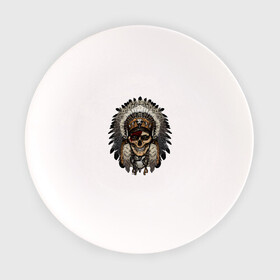 Тарелка с принтом Индеец в Кировске, фарфор | диаметр - 210 мм
диаметр для нанесения принта - 120 мм | индеец | индейцы | хиппи | череп