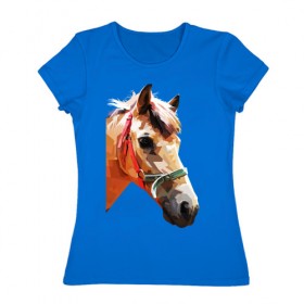 Женская футболка хлопок с принтом Лошадь в Кировске, 100% хлопок | прямой крой, круглый вырез горловины, длина до линии бедер, слегка спущенное плечо | абстракция | конь | лошадка | лошадь