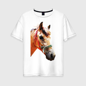 Женская футболка хлопок Oversize с принтом Лошадь в Кировске, 100% хлопок | свободный крой, круглый ворот, спущенный рукав, длина до линии бедер
 | абстракция | конь | лошадка | лошадь