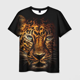 Мужская футболка 3D с принтом Ягуар в Кировске, 100% полиэфир | прямой крой, круглый вырез горловины, длина до линии бедер | Тематика изображения на принте: гепард | кошка | леопард | охотник | тигр | хищник | ягуар