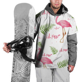 Накидка на куртку 3D с принтом Lil Peep pink flamingo в Кировске, 100% полиэстер |  | benz truck | girls. pink | gustav hr | hip hop | lil | lil peep | peep | rap | лил | лилпип | листья | пальма | пальмы | пип | розовый | рэп | фламинго | хип хоп | эмо | эмо реп
