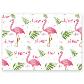 Поздравительная открытка с принтом Lil Peep pink flamingo в Кировске, 100% бумага | плотность бумаги 280 г/м2, матовая, на обратной стороне линовка и место для марки
 | benz truck | girls. pink | gustav hr | hip hop | lil | lil peep | peep | rap | лил | лилпип | листья | пальма | пальмы | пип | розовый | рэп | фламинго | хип хоп | эмо | эмо реп