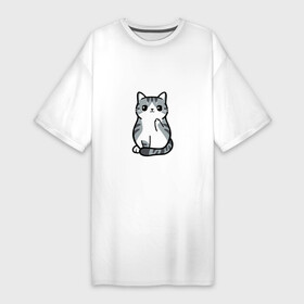 Платье-футболка хлопок с принтом I Dont Give A Meow в Кировске,  |  | дерзкий | дикий | кот | котенок | котик | котэ | кошечка | лапочка | милашка | милота | милый | мимими | мяу | полосатый