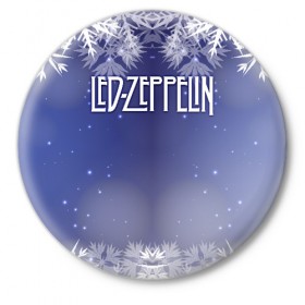 Значок с принтом Новогодний Led Zeppelin в Кировске,  металл | круглая форма, металлическая застежка в виде булавки | 