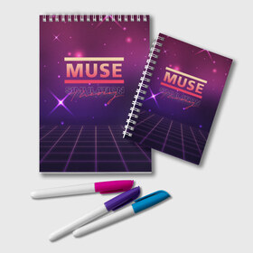 Блокнот с принтом Muse Simulation Theory в Кировске, 100% бумага | 48 листов, плотность листов — 60 г/м2, плотность картонной обложки — 250 г/м2. Листы скреплены удобной пружинной спиралью. Цвет линий — светло-серый
 | Тематика изображения на принте: alternative | music | retro | rock | simulation | theory | альбом | альтернатива | альтернативная | беллами | музыка | мьюз | мэтью | ретро | рок