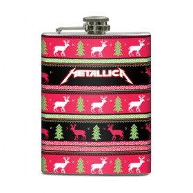 Фляга с принтом Новогодняя Metallica в Кировске, металлический корпус | емкость 0,22 л, размер 125 х 94 мм. Виниловая наклейка запечатывается полностью | 
