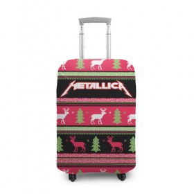 Чехол для чемодана 3D с принтом Новогодняя Metallica в Кировске, 86% полиэфир, 14% спандекс | двустороннее нанесение принта, прорези для ручек и колес | 