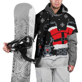 Накидка на куртку 3D с принтом Санта Клаус в трубе в Кировске, 100% полиэстер |  | 2019 | вверх ногами | год | дед мороз | животные | зима | из трубы | кирпичи | клаус | красный | крыша | мыши | новый год | нос | ночь | падает | подарок | поздравление | праздник | ремень | рождество
