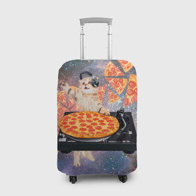 Чехол для чемодана 3D с принтом Кот Диджей в Кировске, 86% полиэфир, 14% спандекс | двустороннее нанесение принта, прорези для ручек и колес | cat | cosmos | dj | fast | fastfood | food | meme | party | pizza | space | вечеринка | диджей | еда | космос | кошак | кошка | мем | пицца | фастфуд