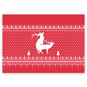 Поздравительная открытка с принтом Свитер с оленями в Кировске, 100% бумага | плотность бумаги 280 г/м2, матовая, на обратной стороне линовка и место для марки
 | 2019 | валентина | вязанье | год | день святого | деревья | ели | ёлки | животные | зима | к | лесные | лучший | любовь | мода | молодёжная | новый год | олени | орнамент | подарок | поздравление | праздник