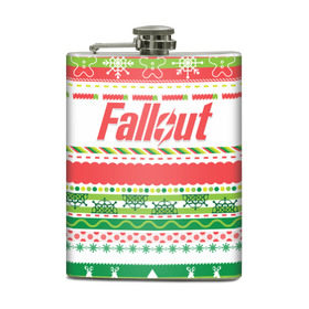 Фляга с принтом Fallout Новогодний в Кировске, металлический корпус | емкость 0,22 л, размер 125 х 94 мм. Виниловая наклейка запечатывается полностью | 