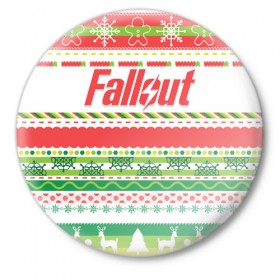 Значок с принтом Fallout Новогодний в Кировске,  металл | круглая форма, металлическая застежка в виде булавки | Тематика изображения на принте: 