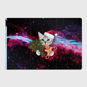 Магнитный плакат 3Х2 с принтом astro cat в Кировске, Полимерный материал с магнитным слоем | 6 деталей размером 9*9 см | art | cat | new year | pizza | space | абстракция | еда | ёлка | звезды | киса | космос | кот | кот в космосе | кот с едой | котенок | котик | кошка | новый год | пицца | праздник | рождество | шапка