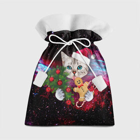 Подарочный 3D мешок с принтом astro cat в Кировске, 100% полиэстер | Размер: 29*39 см | art | cat | new year | pizza | space | абстракция | еда | ёлка | звезды | киса | космос | кот | кот в космосе | кот с едой | котенок | котик | кошка | новый год | пицца | праздник | рождество | шапка