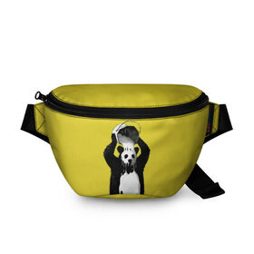 Поясная сумка 3D с принтом панда в Кировске, 100% полиэстер | плотная ткань, ремень с регулируемой длиной, внутри несколько карманов для мелочей, основное отделение и карман с обратной стороны сумки застегиваются на молнию | арт | краска | медведь | панда