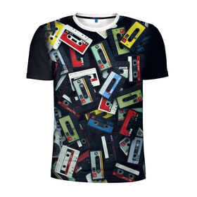 Мужская футболка 3D спортивная с принтом 90-е в Кировске, 100% полиэстер с улучшенными характеристиками | приталенный силуэт, круглая горловина, широкие плечи, сужается к линии бедра | music | детство | кассета | молодость | музыка | перестройка | ретро | ссср
