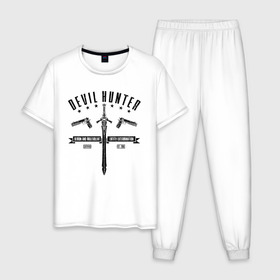 Мужская пижама хлопок с принтом Devil hunter в Кировске, 100% хлопок | брюки и футболка прямого кроя, без карманов, на брюках мягкая резинка на поясе и по низу штанин
 | 