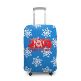 Чехол для чемодана 3D с принтом НОВЫЙ ГОД 2019 в Кировске, 86% полиэфир, 14% спандекс | двустороннее нанесение принта, прорези для ручек и колес | christmas | new year | pig | snow | год свиньи | ёлка | зима | кабан | каникулы | новогодний паттерн | новый год | праздник | рождество | свинья | снег | снежинки