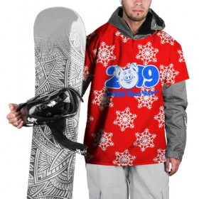 Накидка на куртку 3D с принтом HAPPY NEW YEAR 2019 в Кировске, 100% полиэстер |  | christmas | new year | pig | snow | год свиньи | ёлка | зима | кабан | каникулы | новогодний паттерн | новый год | праздник | рождество | свинья | снег | снежинки