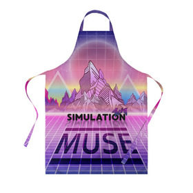 Фартук 3D с принтом Simulation Theory. Muse в Кировске, 100% полиэстер | общий размер — 65 х 85 см, ширина нагрудника — 26 см, горловина — 53 см, длина завязок — 54 см, общий обхват в поясе — 173 см. Принт на завязках и на горловине наносится с двух сторон, на основной части фартука — только с внешней стороны | Тематика изображения на принте: matthew bellamy | muse | simulation theory | мьюз | мэт бэллами | мэтью беллами