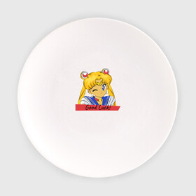 Тарелка с принтом Sailor Moon Good Luck в Кировске, фарфор | диаметр - 210 мм
диаметр для нанесения принта - 120 мм | good luck | goodluck | sailor moon | sailormoon | мультик | мультяшка | надпись | сейлор мун | сейлормун | сэйлормун | удачи