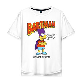 Мужская футболка хлопок Oversize с принтом Барт Симпсон в Кировске, 100% хлопок | свободный крой, круглый ворот, “спинка” длиннее передней части | bart simpson | simpsons | барт | барт симпсон | бартмен | симпcоны | супергерой
