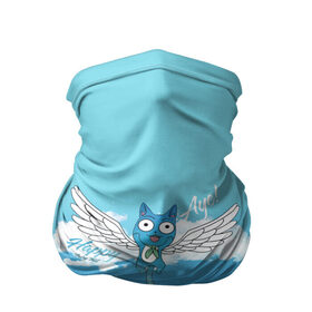 Бандана-труба 3D с принтом Happy Aye! (Fairy Tail) в Кировске, 100% полиэстер, ткань с особыми свойствами — Activecool | плотность 150‒180 г/м2; хорошо тянется, но сохраняет форму | Тематика изображения на принте: anime | blue | cat | fairy tail | happy | аниме | кот | кошка | синий | хвост феи | хэппи