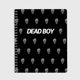 Тетрадь с принтом Bones Deadboy в Кировске, 100% бумага | 48 листов, плотность листов — 60 г/м2, плотность картонной обложки — 250 г/м2. Листы скреплены сбоку удобной пружинной спиралью. Уголки страниц и обложки скругленные. Цвет линий — светло-серый
 | bones | boy | dead | deadboy | elmo | hdmi | hip | hop | kennedy | metal | rap | rapper | scream | sesh | seshollowaterboyz | skull | team | кеннеди | кости | костя | метал | рэп | рэпер | сеш | скрим | сэш | хип | хоп | череп | элмо