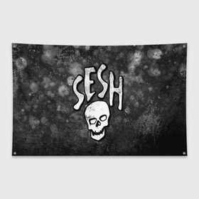 Флаг-баннер с принтом SESH Team (Bones) в Кировске, 100% полиэстер | размер 67 х 109 см, плотность ткани — 95 г/м2; по краям флага есть четыре люверса для крепления | bones | boy | dead | deadboy | elmo | hdmi | hip | hop | kennedy | metal | rap | rapper | scream | sesh | seshollowaterboyz | skull | team | кеннеди | кости | костя | метал | рэп | рэпер | сеш | скрим | сэш | хип | хоп | череп | элмо