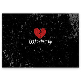 Поздравительная открытка с принтом XXXTentacion Red Broken Heart в Кировске, 100% бумага | плотность бумаги 280 г/м2, матовая, на обратной стороне линовка и место для марки
 | broken | dead | heart | king | legend | music | rap | rapper | red | revenge | rip | xtentation | xxtennation | xxx | xxxtentacion | красное | мертв | музыка | память | разбитое | репер | рип | рэп | сердце | тентасьон | умер