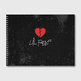 Альбом для рисования с принтом Lil Peep Broken Heart в Кировске, 100% бумага
 | матовая бумага, плотность 200 мг. | broken | dead | heart | lil | lil peep | lilpeep | music | peep | pump | rap | rapper | red | rip | густав | красное | лил | лил пип | лилпип | мертв | память | пип | разбитое | рип | рэп | рэпер | сердечко | сердце | умер | эмо