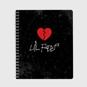 Тетрадь с принтом Lil Peep Broken Heart в Кировске, 100% бумага | 48 листов, плотность листов — 60 г/м2, плотность картонной обложки — 250 г/м2. Листы скреплены сбоку удобной пружинной спиралью. Уголки страниц и обложки скругленные. Цвет линий — светло-серый
 | broken | dead | heart | lil | lil peep | lilpeep | music | peep | pump | rap | rapper | red | rip | густав | красное | лил | лил пип | лилпип | мертв | память | пип | разбитое | рип | рэп | рэпер | сердечко | сердце | умер | эмо