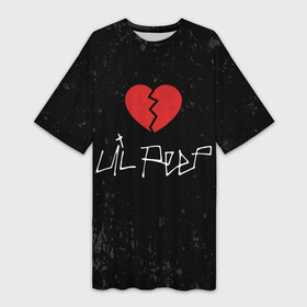Платье-футболка 3D с принтом Lil Peep Broken Heart в Кировске,  |  | broken | dead | heart | lil | lil peep | lilpeep | music | peep | pump | rap | rapper | red | rip | густав | красное | лил | лил пип | лилпип | мертв | память | пип | разбитое | рип | рэп | рэпер | сердечко | сердце | умер | эмо