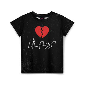 Детская футболка 3D с принтом Lil Peep Broken Heart в Кировске, 100% гипоаллергенный полиэфир | прямой крой, круглый вырез горловины, длина до линии бедер, чуть спущенное плечо, ткань немного тянется | broken | dead | heart | lil | lil peep | lilpeep | music | peep | pump | rap | rapper | red | rip | густав | красное | лил | лил пип | лилпип | мертв | память | пип | разбитое | рип | рэп | рэпер | сердечко | сердце | умер | эмо