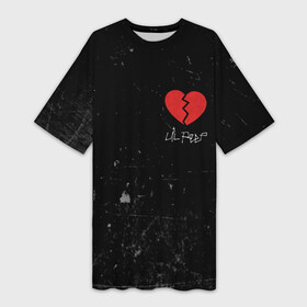 Платье-футболка 3D с принтом Lil Peep Broken Heart в Кировске,  |  | broken | dead | heart | lil | lil peep | lilpeep | music | peep | pump | rap | rapper | red | rip | густав | красное | лил | лил пип | лилпип | мертв | память | пип | разбитое | рип | рэп | рэпер | сердечко | сердце | умер | эмо
