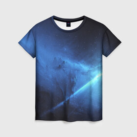 Женская футболка 3D с принтом Космос в Кировске, 100% полиэфир ( синтетическое хлопкоподобное полотно) | прямой крой, круглый вырез горловины, длина до линии бедер | galaxy | nebula | space | star | абстракция | вселенная | галактика | звезда | звезды | космический | планеты