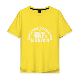 Мужская футболка хлопок Oversize с принтом Геннадий Головкин в Кировске, 100% хлопок | свободный крой, круглый ворот, “спинка” длиннее передней части | 
