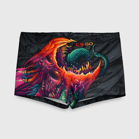 Детские купальные плавки 3D с принтом CS:GO - Hyper Beast Original в Кировске, Полиэстер 85%, Спандекс 15% | Слитный крой, подклад по переду изделия, узкие бретели | asiimov | beast | counter | counter strike | counterstrike | cs go | cs:go | csgo | global | hyper | hyperbeast | offensive | skin | strike | азимов | гоу | контер | контр | контра | контрстрайк | скин | страйк | сы пщ