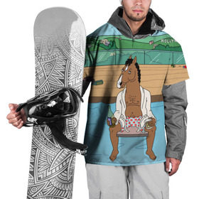 Накидка на куртку 3D с принтом Конь БоДжек в Кировске, 100% полиэстер |  | bojack | hollywood | horseman | бассейн | боджек | конь