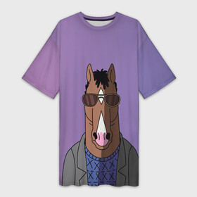 Платье-футболка 3D с принтом БоДжек в Кировске,  |  | bojack | horseman | боджек | конь | очки