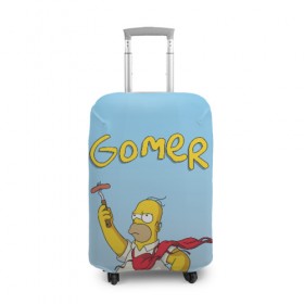 Чехол для чемодана 3D с принтом Гомер в Кировске, 86% полиэфир, 14% спандекс | двустороннее нанесение принта, прорези для ручек и колес | gomer | simpsons | барбекю | гомер | симпсон