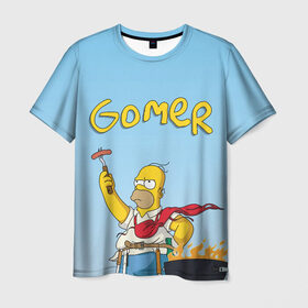 Мужская футболка 3D с принтом Гомер в Кировске, 100% полиэфир | прямой крой, круглый вырез горловины, длина до линии бедер | Тематика изображения на принте: gomer | simpsons | барбекю | гомер | симпсон