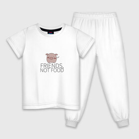 Детская пижама хлопок с принтом Друзья не еда в Кировске, 100% хлопок |  брюки и футболка прямого кроя, без карманов, на брюках мягкая резинка на поясе и по низу штанин
 | 