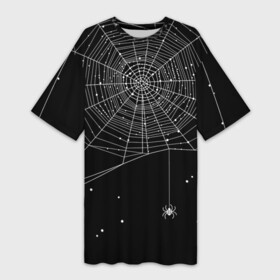 Платье-футболка 3D с принтом Паутина в Кировске,  |  | вода | день мертвых | дизайнерская | искусство | капли | картинка | круто | лучший | мексика | мода | молодёжная | мрак | насекомое | ночь | паук | паутина | подарок | поздравление | праздник | рисунок