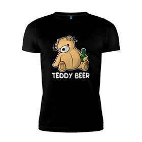 Мужская футболка премиум с принтом Teddy Beer в Кировске, 92% хлопок, 8% лайкра | приталенный силуэт, круглый вырез ворота, длина до линии бедра, короткий рукав | медведь | миша | мишка | тедди | юмор
