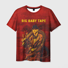Мужская футболка 3D с принтом BIG BABY TAPE - Dragonborn в Кировске, 100% полиэфир | прямой крой, круглый вырез горловины, длина до линии бедер | baby | bbt | big | dragonborn | dragons | fire | gimme | lost | rap | raper | tape | the | trap | взял | дракон | драконы | огонь | русский | рэп | рэппер | твою