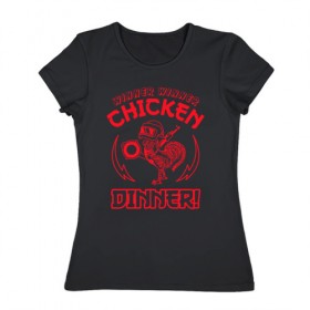 Женская футболка хлопок с принтом WINNER WINNER chicken dinner! в Кировске, 100% хлопок | прямой крой, круглый вырез горловины, длина до линии бедер, слегка спущенное плечо | 