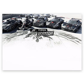 Поздравительная открытка с принтом Forza Horizon в Кировске, 100% бумага | плотность бумаги 280 г/м2, матовая, на обратной стороне линовка и место для марки
 | games | playground | авто | гонки | горизонт | машины | сила | фестиваль | форза | хоризон